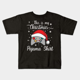 This Is My Christmas Pajama Santa Hat Gamer Video Games Kids T-Shirt